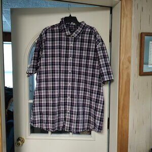 Claiborne Men's Purple and White Checkered Shirt